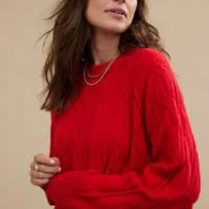 Aerie Vibrant Red Crew Neck Sweater